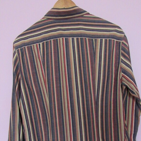 Armani Jeans Men’s Striped Buttown Down Shirt- Size L,Brown/Red,made in Italy - Picture 4 of 7